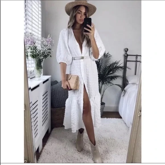 white sheer embroidered dress Sheer Embroidered Dress With Intricate Floral Pattern main image 0